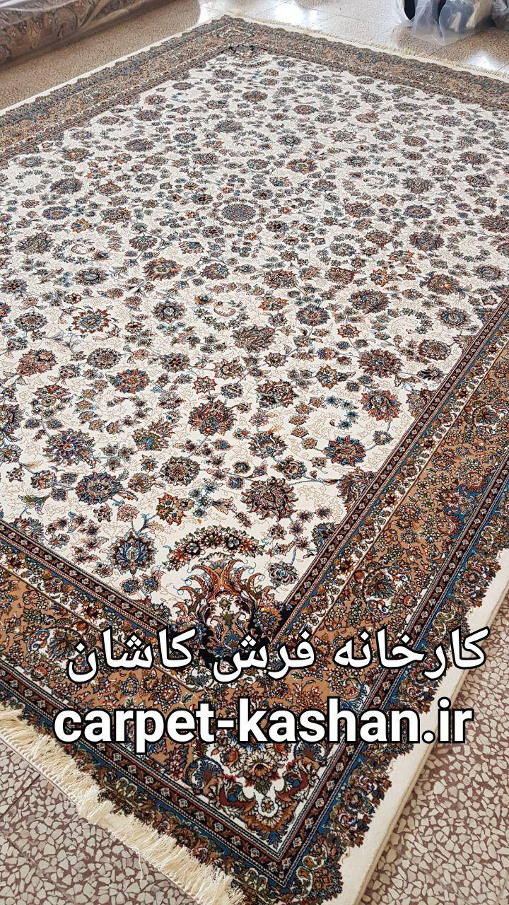 فرش کاشان نقشه گل افشان کرم 700 شانه کارخانه فرش کاشان فرش کاشان