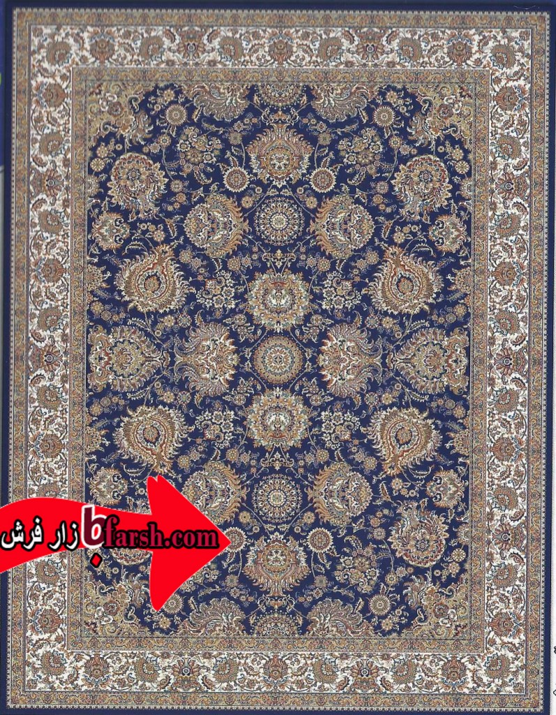 فرش کاشان نقشه باغ بهشت سرمه ای