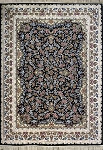 فرش کاشان نقشه روژا رنگ سرمه ای