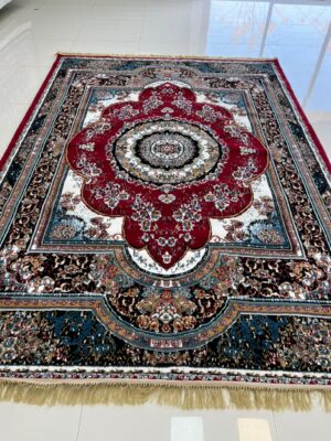 فرش رنگ لاکی 500 شانه طرح آرامش