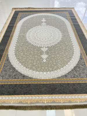 فرش 1200 شانه کاشان طرح ملیسا رنگ طوسی