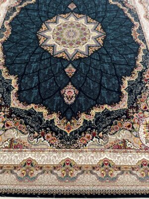 فرش کاشان سرمه ای 700شانه طرح شیدا