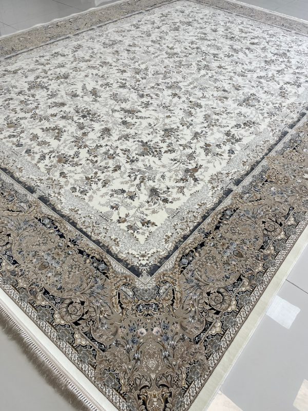 فرش افشان 1500 شانه طرح روژان سفید