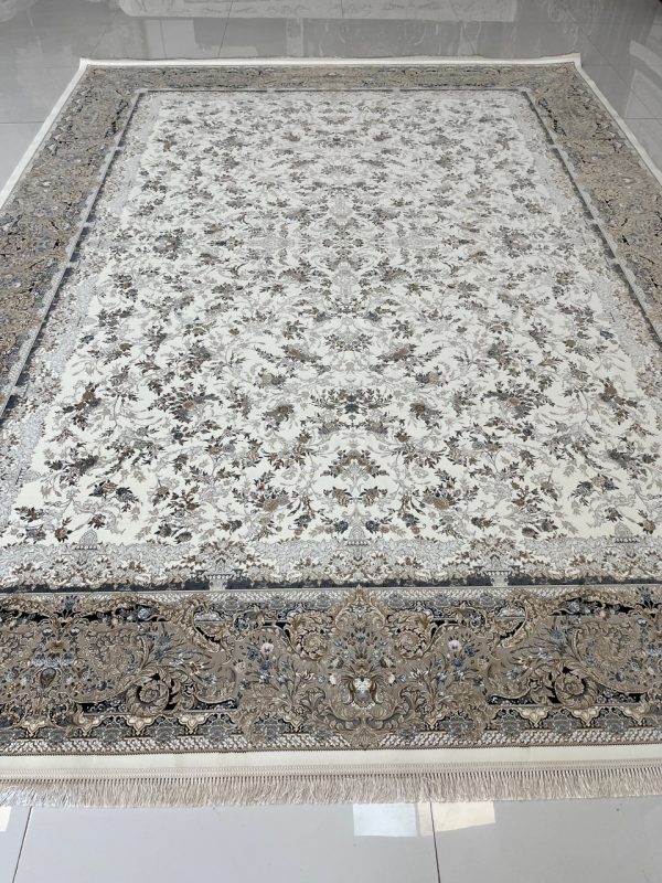 فرش کاشان 1500 شانه روژان رنگ سفید