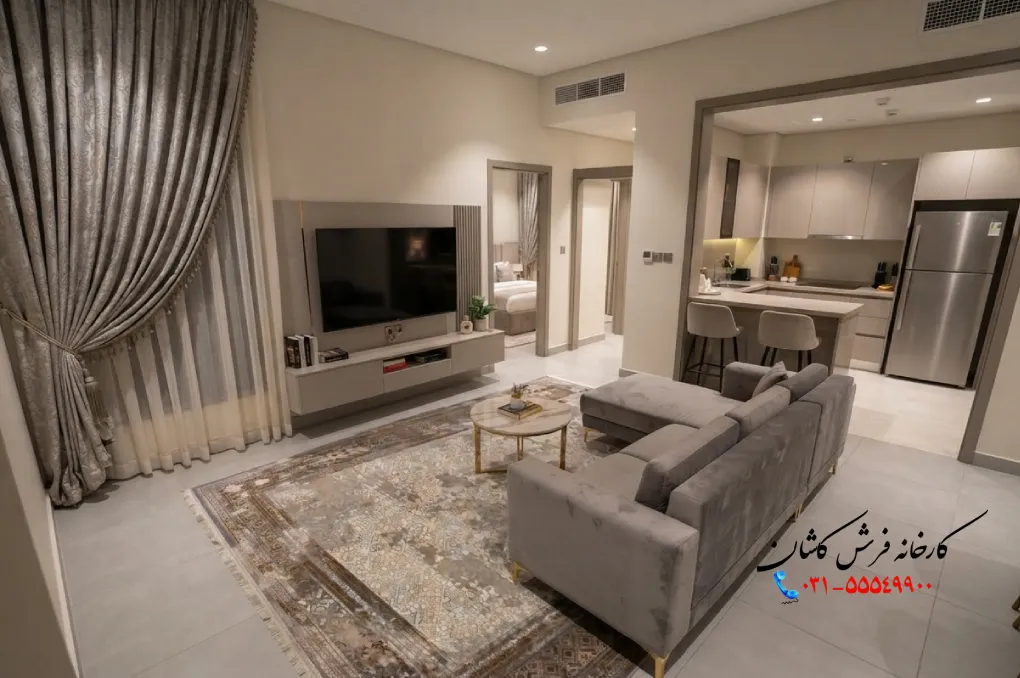 دیزاین و چیدمان پذیرایی مربع
