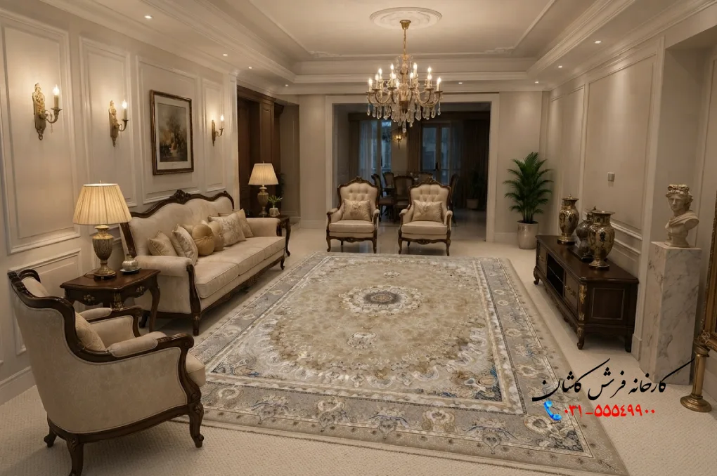 چیدمان انداختن فرش در پذیرایی