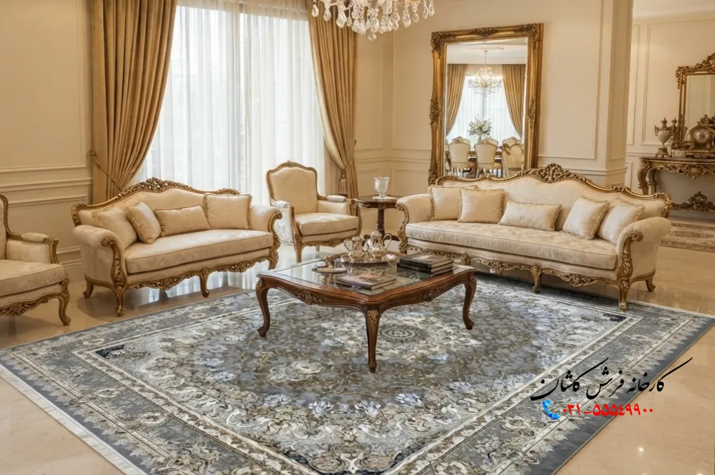 چیدمان فرش در حال پذیرایی مربع