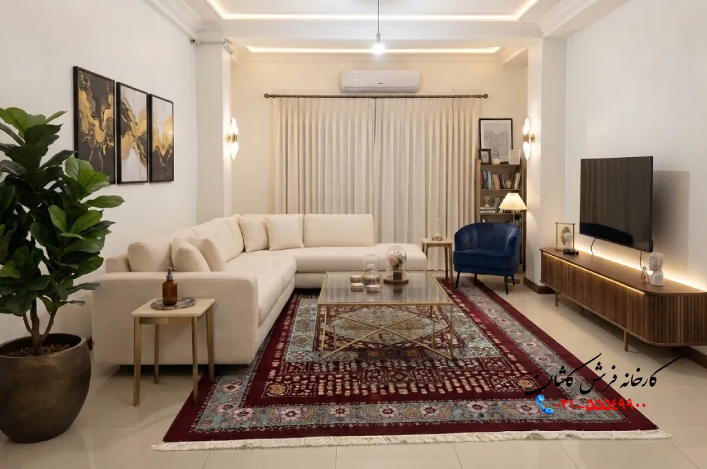 چیدمان پذیرایی هال مربع کوچک