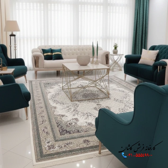 مبل سبز و کرم با چه فرشی ست میشه