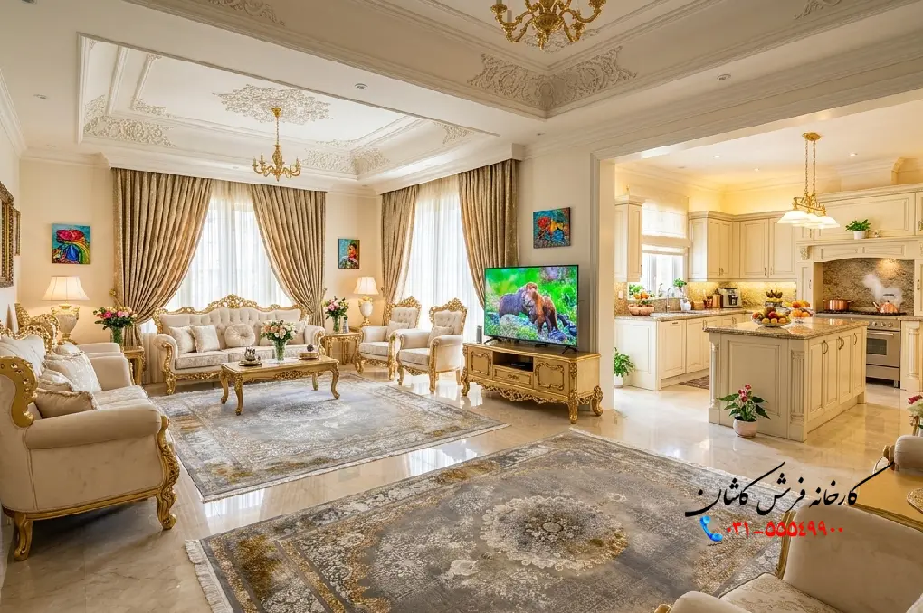 فرش فیلی و مبل کرم
