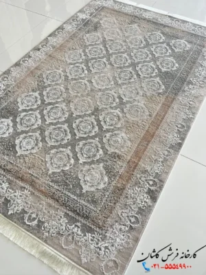 فرش طوسی فانتزی 500شانه کاشان طرح آرتمیس
