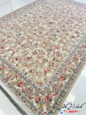 فرش 1200 شانه افشان طرح پردیس نقره ای