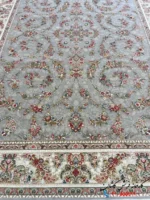 فرش افشان طوسی 1200شانه طرح گل کندم نقره ای