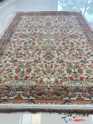 فرش افشان گل برجسته 1200 شانه سعادت نقره ای