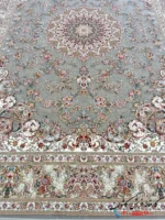 فرش دستباف گونه 1200 شانه طرح ماهان طوسی کاشان