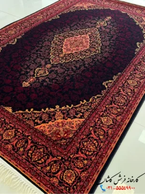 فرش سرمه ای جدید 700شانه طرح صدرا کاشان