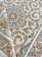 فرش طرح ترنج رنگ نقره ای 1200شانه کاشان