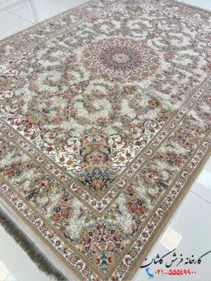 فرش طرح دستباف ماهان نقره ای 1200شانه کاشان