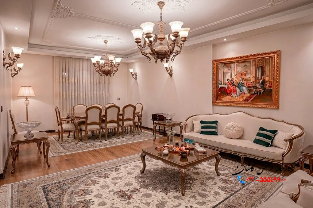 ایده چیدمان فرش در پذیرایی مستطیل کوچک