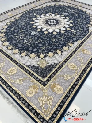 فرش 700 شانه گل برجسته طرح طاها کاشان