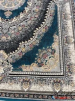 فرش ترنج 700شانه ارمغان رنگ آبی کاشان