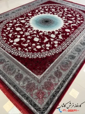 فرش لاکی جدید 1200 شانه طرح چهل ستون کاشان