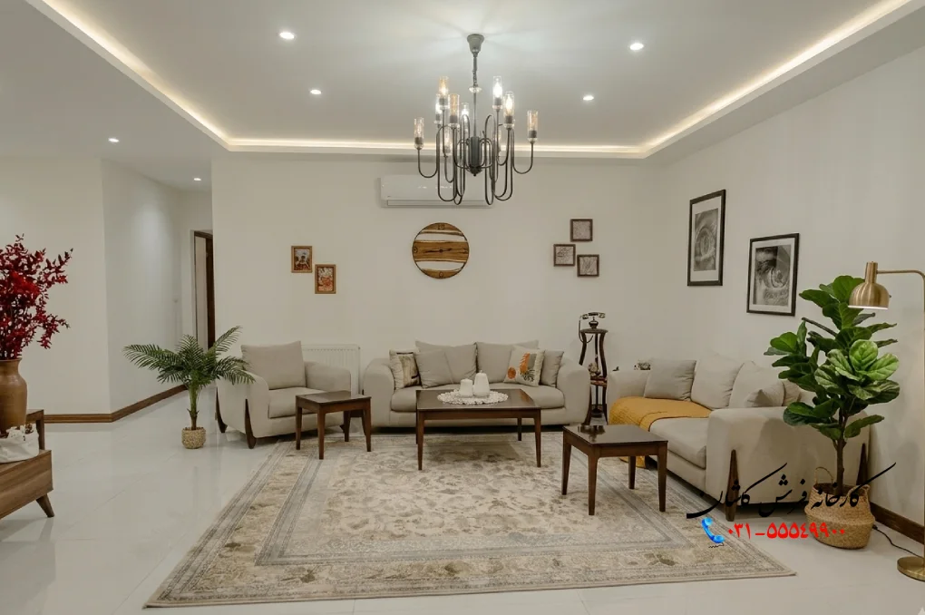 نجوه چیدمان فرش در پذیرایی مستطیل کوچک