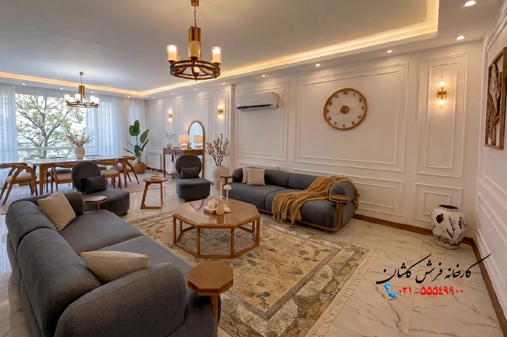 نحووه چیدمان فرش در پذیرایی مستطیل کوچک