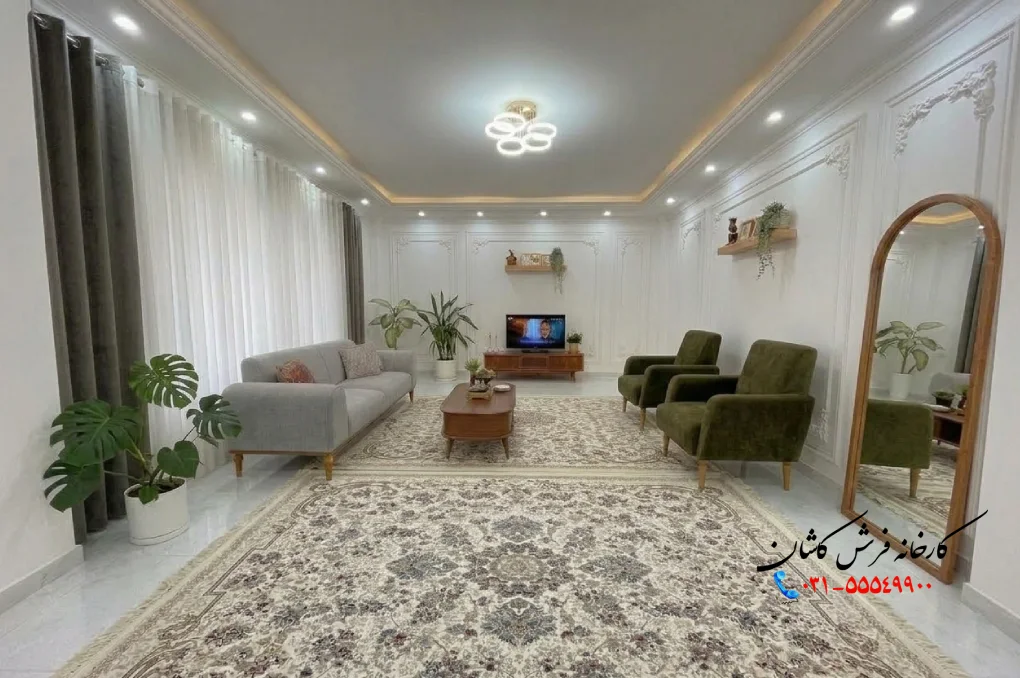 چیدمان فرش در پذیرایی باریک و بزرگ پذیرایی