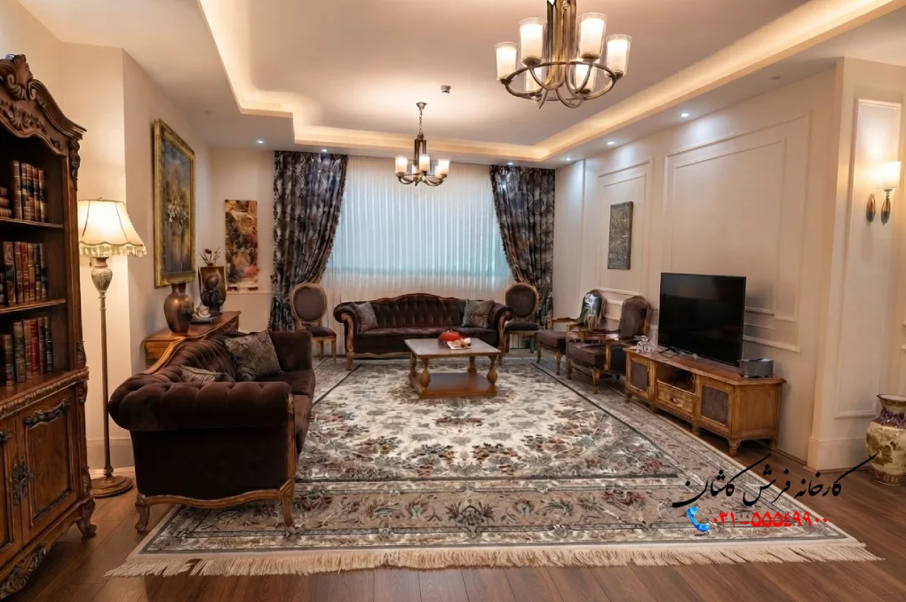 چیدمان فرش در پذیرایی مستطیل باریک کوچک