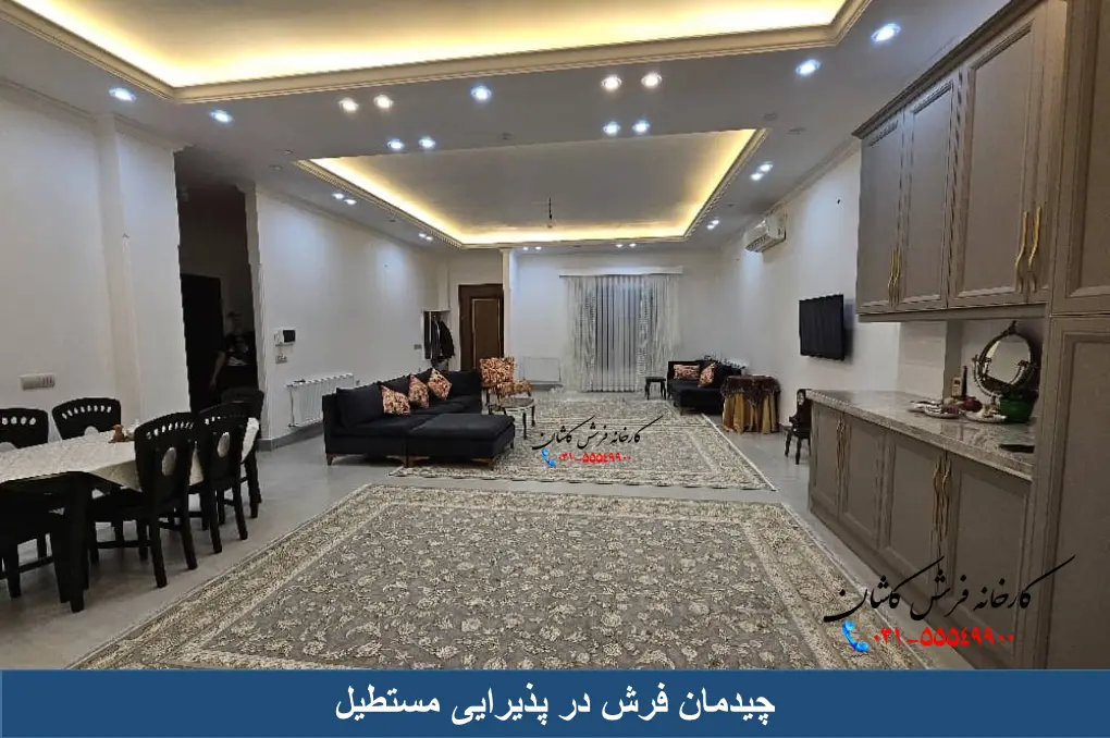 چیدمان فرش در پذیرایی مستطیل