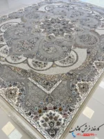 فرش 1200 شانه گل برجسته طوسی فیلی طرح همایون کاشان