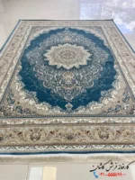 فرش آبی 1200 شانه طرح دلوین کاشان