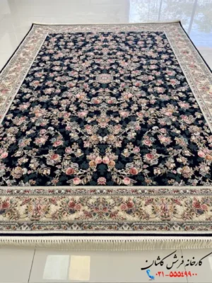 فرش افشان سرمه ای 1200شانه کاشان پردیس
