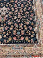 فرش افشان سرمه ای طرح سعادت 1200شانه کاشان