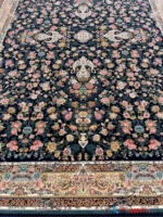 فرش افشان سعادت سرمه ای 1200شانه کاشان