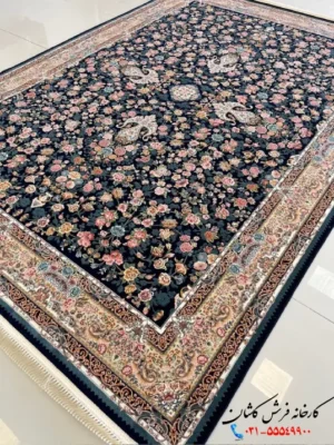 فرش افشان طرح سعادت سرمه ای 1200شانه