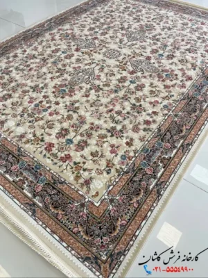 فرش افشان کرمی طرح سعادت 1200 شانه کاشان