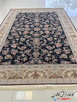 فرش بهشت سرمه ای 1200 شانه کاشان