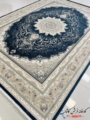 فرش سرمه ای جدید 1200شانه کاشان دلوین
