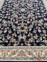 فرش طرح افشان سرمه ای 1200شانه کاشان پردیس