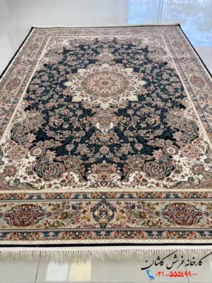 فرش 1200 شانه رنگ سرمه ای طرح آیلین کاشان