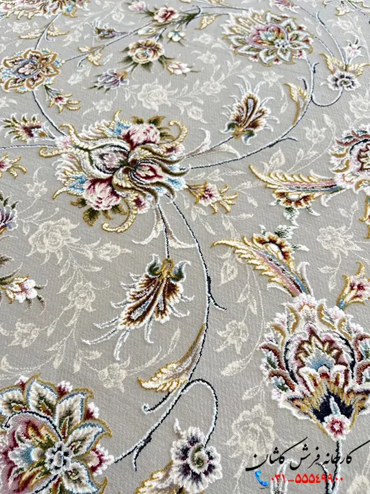 فرش افشان نقره ای نیکا 1500 شانه کاشان