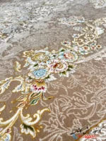 فرش ترنج دار 1500 شانه طرح محوا شکلاتی کاشان