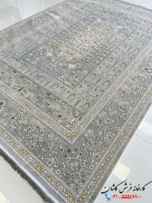 فرش درخت زندگی رنگ سیلور 1200 شانه کاشان