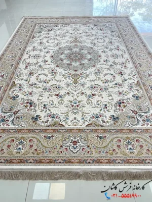 فرش سفید کرم 1500 شانه نگارستان کاشان