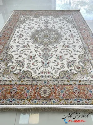 فرش سفید گلبهی 1500 شانه طرح گلریس