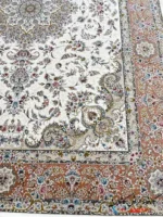 فرش سفید گلبهی 1500 شانه گلریس کاشان