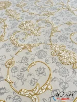 فرش طلاکوب جدید گل برجسته 1500 شانه طرح رها کرم کاشان