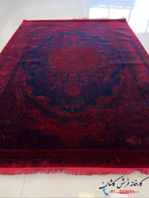 فرش قرمز سرمه ای طرح پاتریس 1200 شانه کاشان